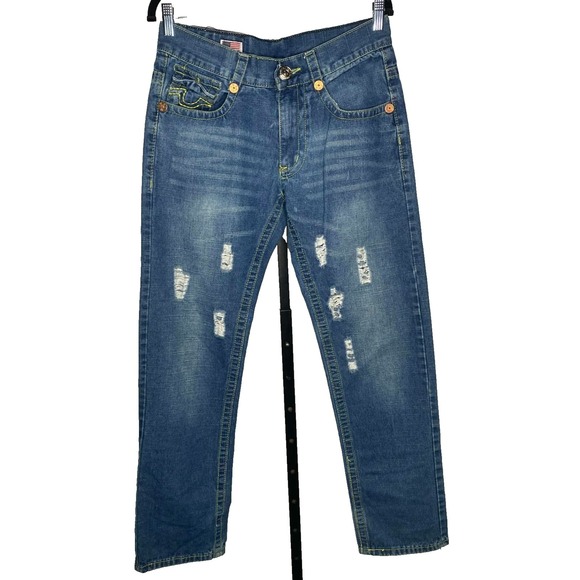 Rare Billy Super T True Religion Yellow Stitching Denim Jeans Men's size 32x31